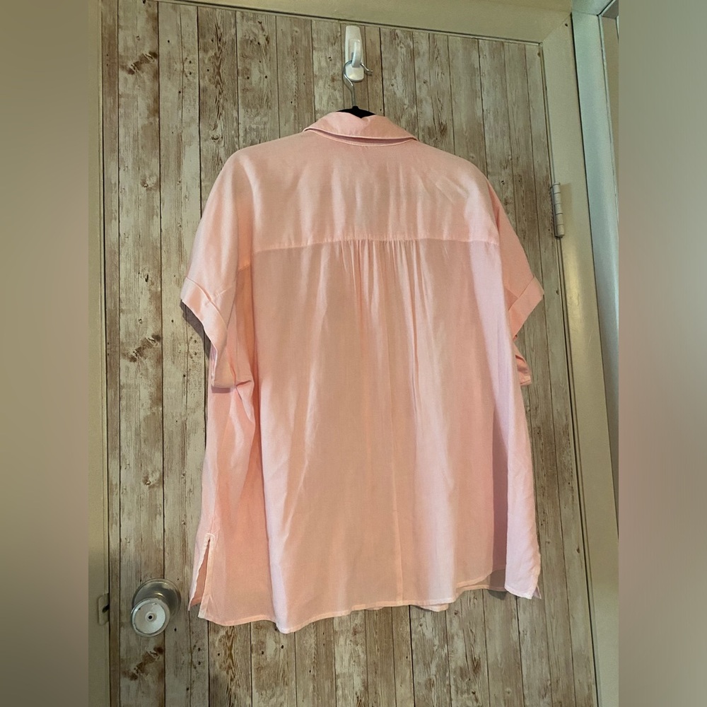 Lane Bryant New pink no-peek button up top size 20 collared blouse new with tags - Picture 6 of 7